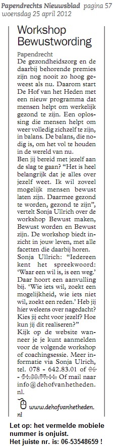 artikel uit Het Papendrechts Nieuwsblad 25 april 2012